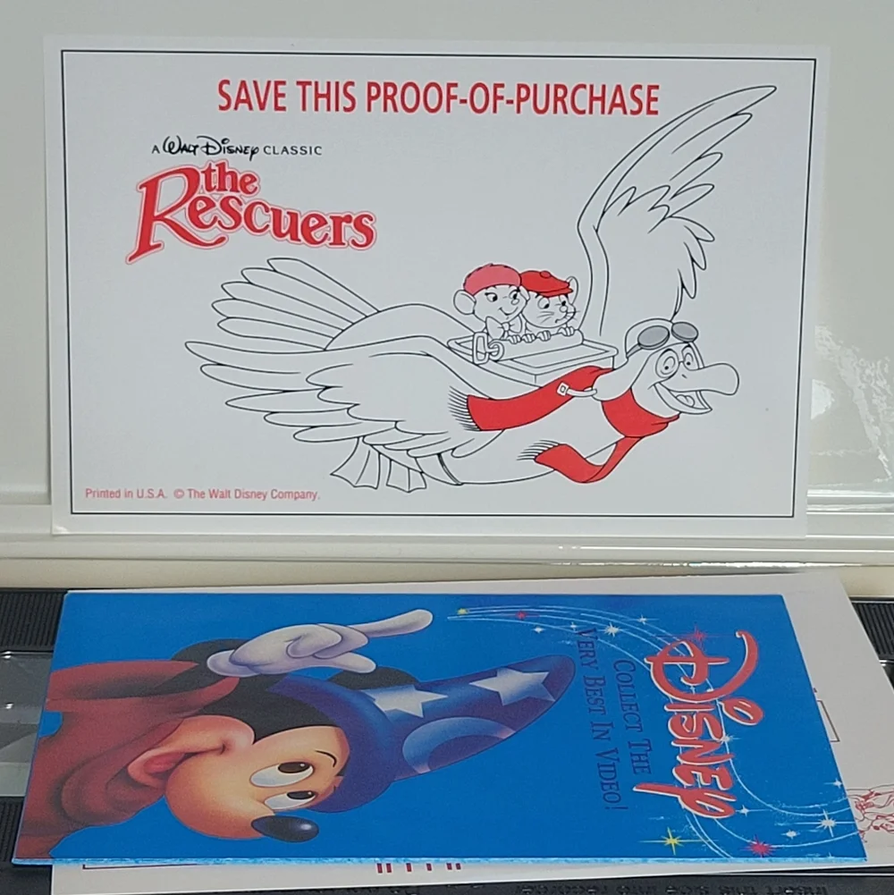Rare Disney Black Diamond VHS – The Rescuers + Proof of Purchase